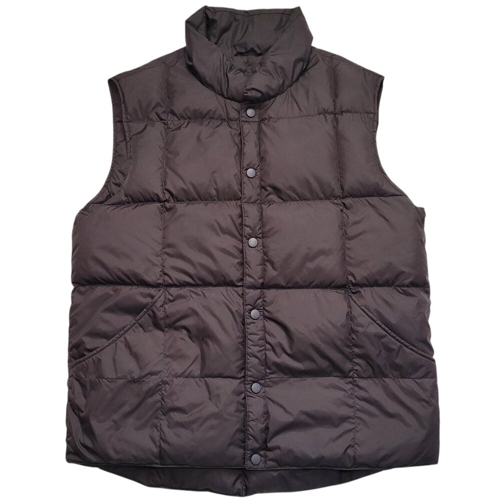 Lands End Puffer Vest Black Snap Button Outerwear Mens Medium 38-40 Gorpcore